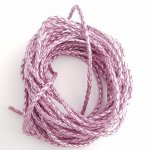 1 metro Cordão redondo entrançado de imitação de couro Mauve Prata 3 mm