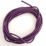 1 metro Cordão de couro sintético entrançado redondo Roxo 3 mm