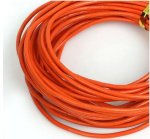1 metro Cordão redondo de couro liso Laranja 2 mm