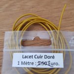 1 metro Cordão redondo de couro liso Ouro 1 mm
