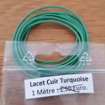 1 metro Cordão redondo de couro liso Turquesa 1 mm