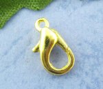 10 mosquetões 12 x 07 mm banhados a ouro