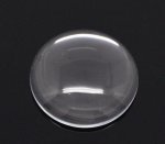 Cabochão redondo de 25 mm em vidro transparente com rebarba N°11 standard
