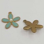 Flor de metal esmaltado 26 mm Verde água