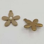 Flor de metal esmaltado 26 mm cinzento