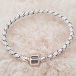 Pulseira de clipe europeu Plain 01 DE 15 A 23 CM Branco