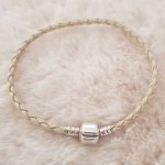 Pulseira europeia de clipe entrançado simples 02 DE 15 A 23 CM marfim escuro