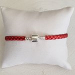 Pulseira europeia de clipe entrançado 03 DE 15 A 23 CM Vermelho