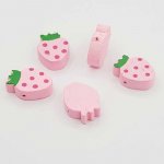 Conta de madeira em forma de morango cor-de-rosa N°01-01