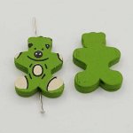 Conta de madeira, forma de urso verde N°01-04.