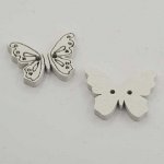 Botão borboleta de madeira branco N°01-01