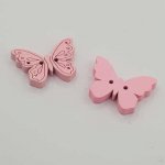 Botão borboleta de madeira cor-de-rosa N°01-05