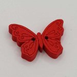 Botão borboleta de madeira vermelho N°01-06