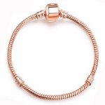 Pulseira de clipe europeu 17cm com fecho de ouro liso