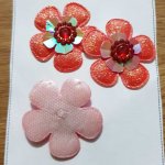 Conjunto de 3 flores 5 pétalas Tissus Vermelho