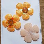 Conjunto de 3 flores 5 pétalas Tecidos cor-de-laranja