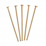 10 Pregos 30 mm cabeça plana banhados a ouro 14K