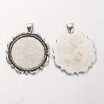2 suportes de cabochão de prata de 30 mm, pingentes de cabochão 37AS