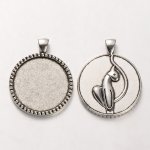 2 suportes de cabochão de prata de 30 mm, pingentes de cabochão 34AS