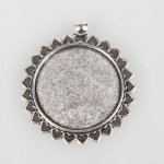 2 suportes de cabochão de prata de 30 mm, pingentes de cabochão 62AS