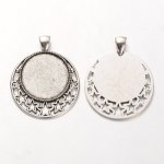 2 suportes de cabochão de prata de 25 mm, pingentes de cabochão 30AS
