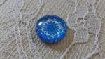 cabochão de vidro redondo 12mm flor azul 038 