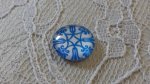 cabochão de vidro redondo 12mm flor azul 035 