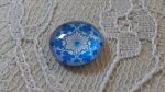 cabochão de vidro redondo 12mm flor azul 031 