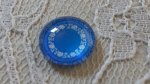 cabochão de vidro redondo 12mm flor azul 027 