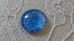 cabochão de vidro redondo 12mm flor azul 015 