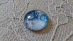 cabochão de vidro redondo 12mm azul flor 010 