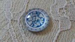 cabochão de vidro redondo 12mm flor azul 008 