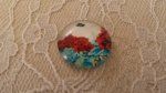 cabochão de vidro redondo 20mm flor 01-047 