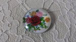 cabochão de vidro redondo 20mm flor 01-014 