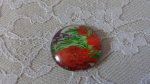 cabochão de vidro redondo 25mm flor 01-045 