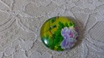 cabochão de vidro redondo 25mm flor 01-044 