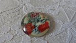 cabochão de vidro redondo 25mm flor 01-042 