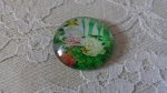 cabochão de vidro redondo 25mm flor 01-041 