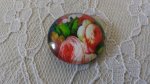 cabochão de vidro redondo 25mm flor 01-039 