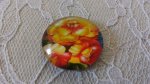 cabochão de vidro redondo 25mm flor 01-038 