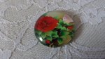 cabochão de vidro redondo 25mm flor 01-033 