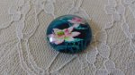 cabochão de vidro redondo 25mm flor 01-032 