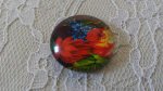 cabochão de vidro redondo 25mm flor 01-031 