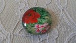 cabochão de vidro redondo 25mm flor 01-029 