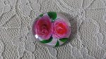 cabochão de vidro redondo 25mm flor 01-023 