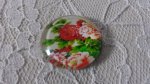 cabochão de vidro redondo 25mm flor 01-021 