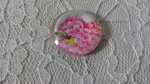 cabochão de vidro redondo 25mm flor 01-018 