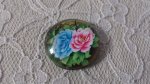 cabochão de vidro redondo 25mm flor 01-016 