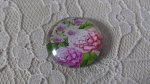 cabochão de vidro redondo 25mm flor 01-011 