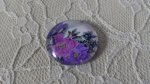 cabochão de vidro redondo 25mm flor 01-010 